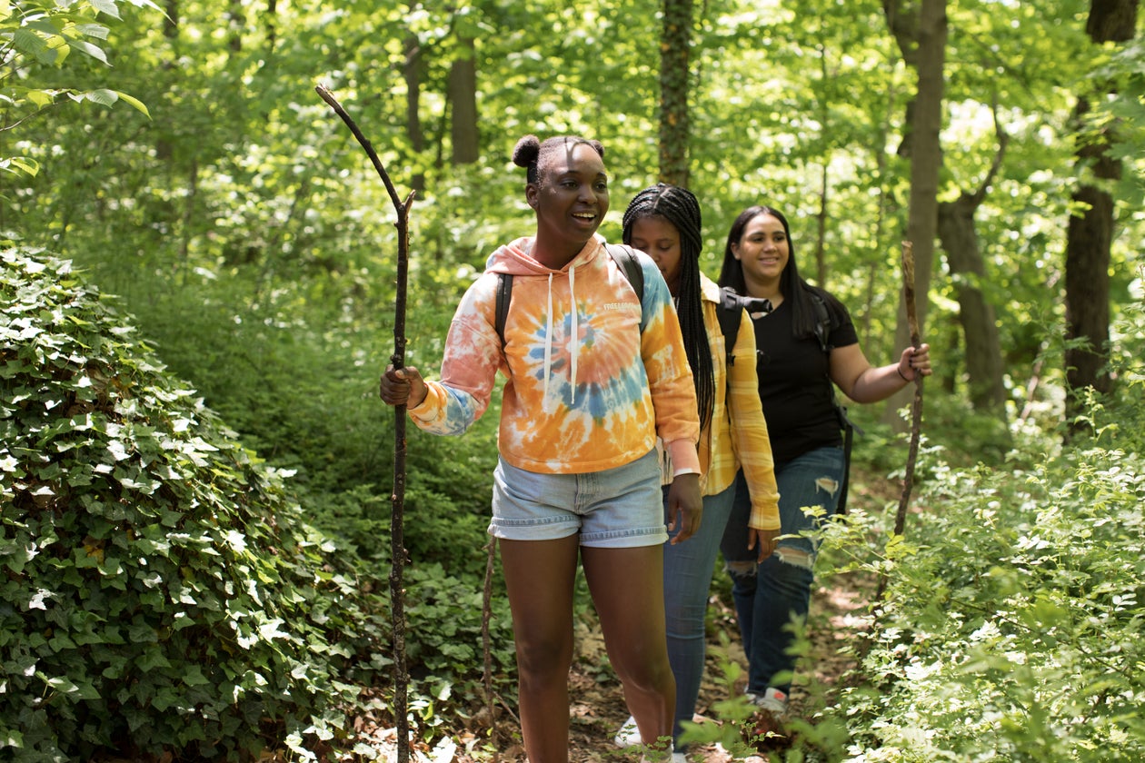 teens hiking